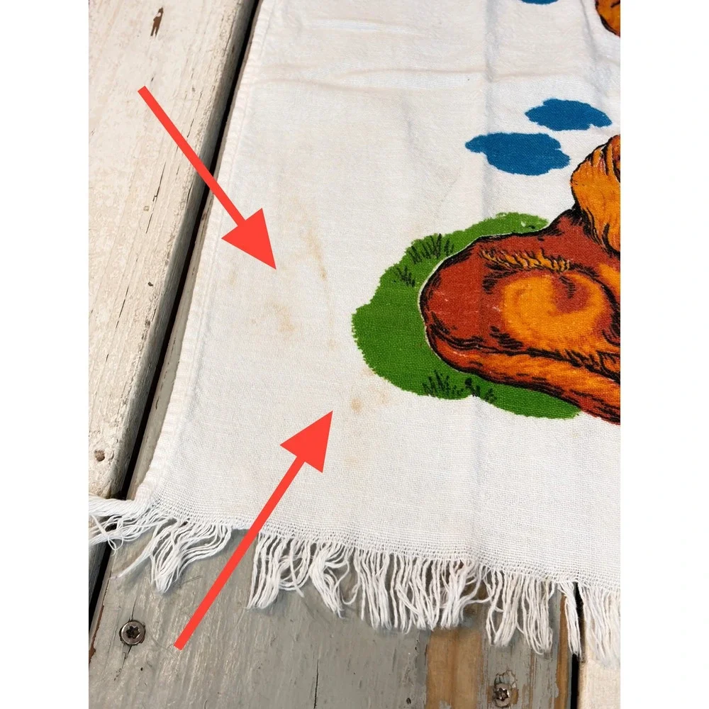 Vintage Golden Retriever Irish Setter Dog Tea Towel Fringed White Kitchen Linen